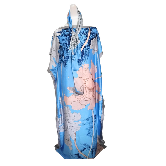 Elegant 100% Silk feeling Maxi Dress – Relaxed Kaftan Silhouette