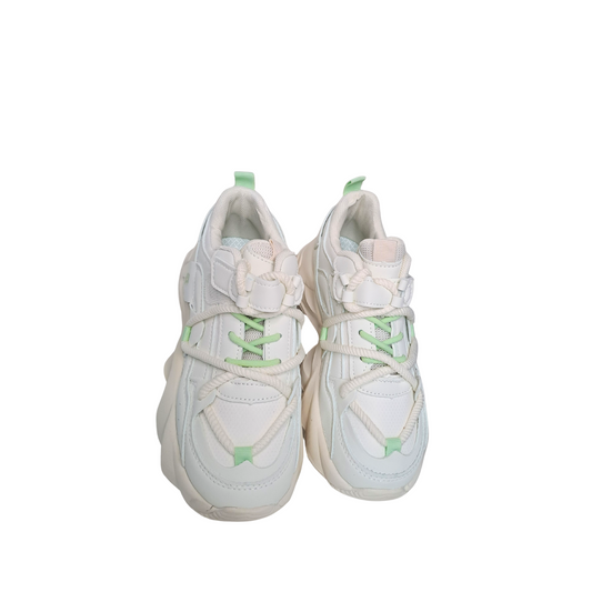 Kids TMESU Lime Green Detail Trainers – Sleek Off-White Base
